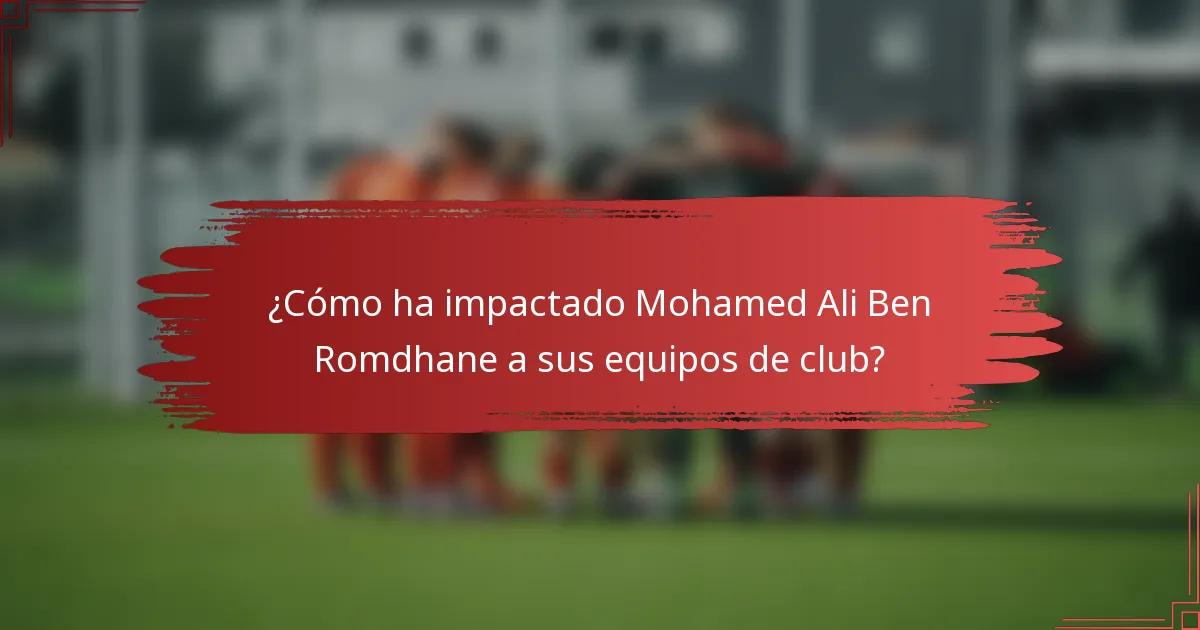 ¿Cómo ha impactado Mohamed Ali Ben Romdhane a sus equipos de club?