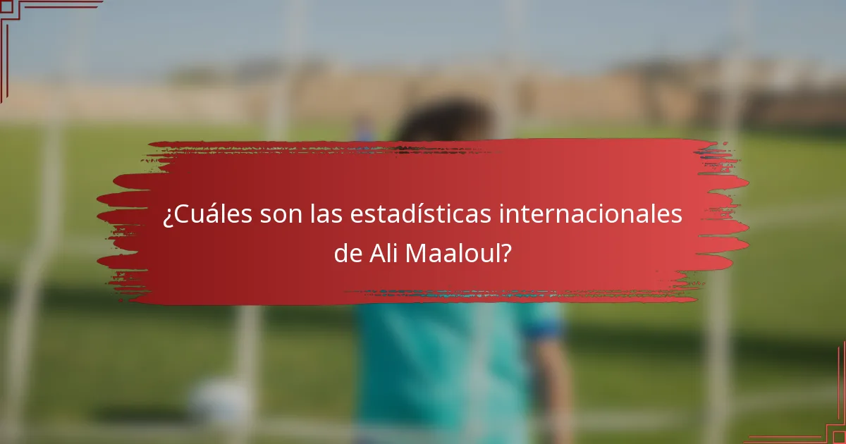 ¿Cuáles son las estadísticas internacionales de Ali Maaloul?