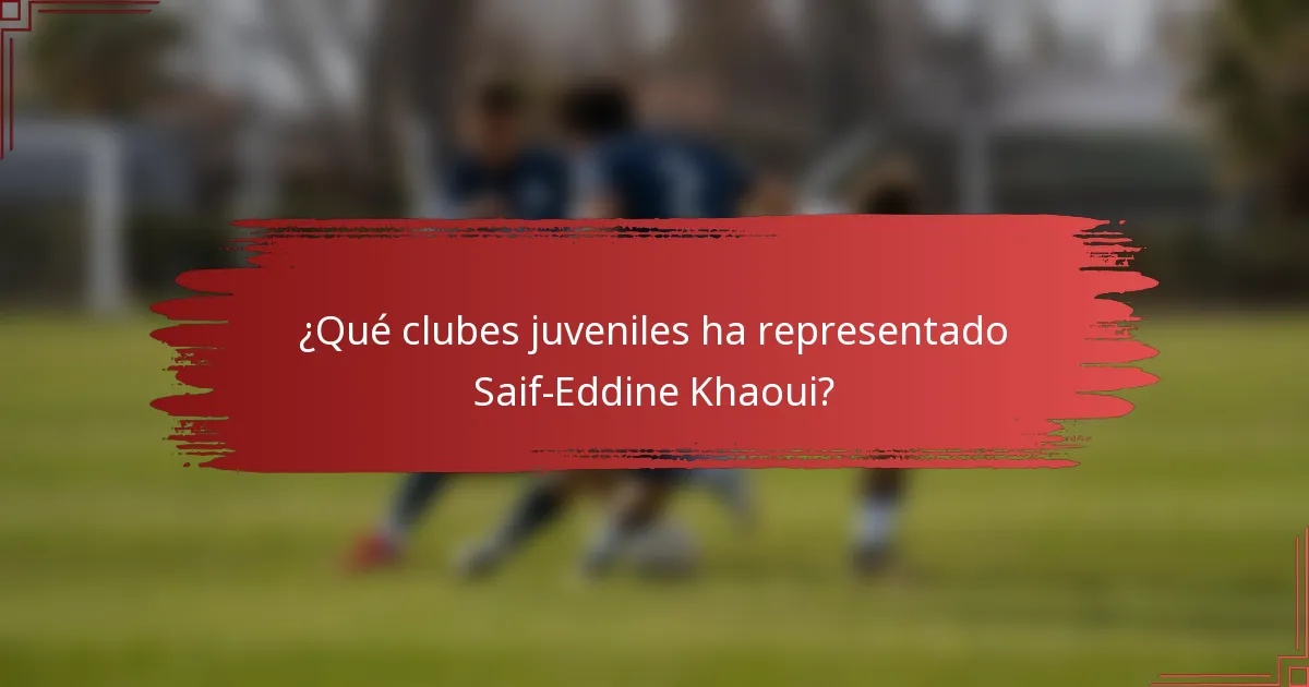 ¿Qué clubes juveniles ha representado Saif-Eddine Khaoui?