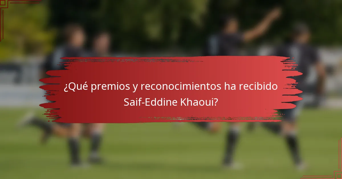 ¿Qué premios y reconocimientos ha recibido Saif-Eddine Khaoui?
